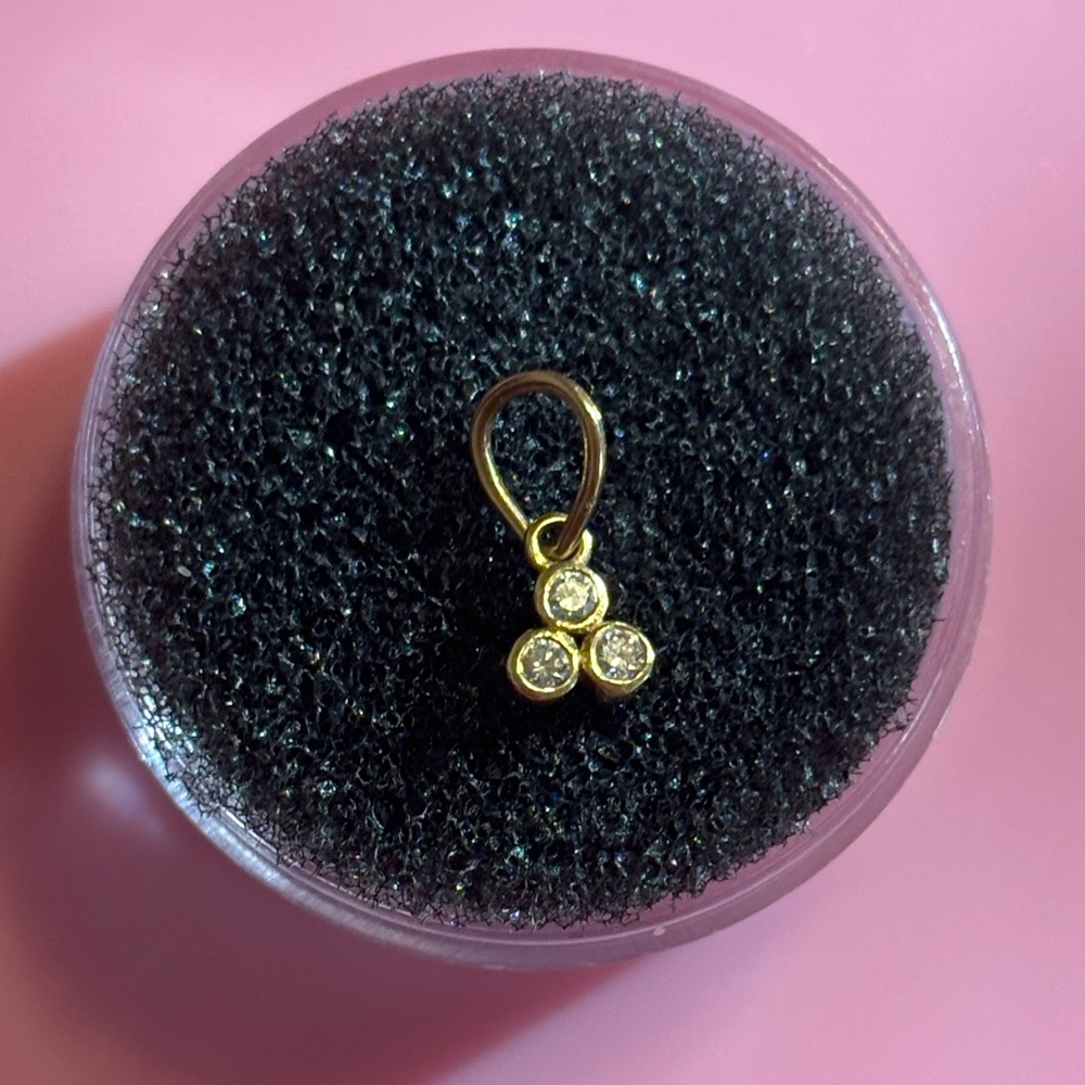 TINY 3 diamond and gold charm purchase in Salem Massachusetts
